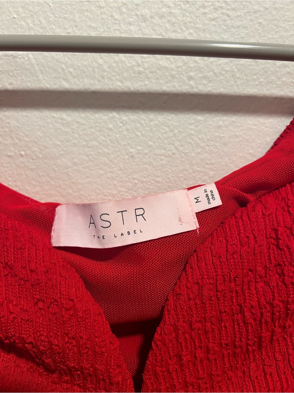 ASTR Red Off-Shoulder Textured Crop Top - Picture 3 of 3